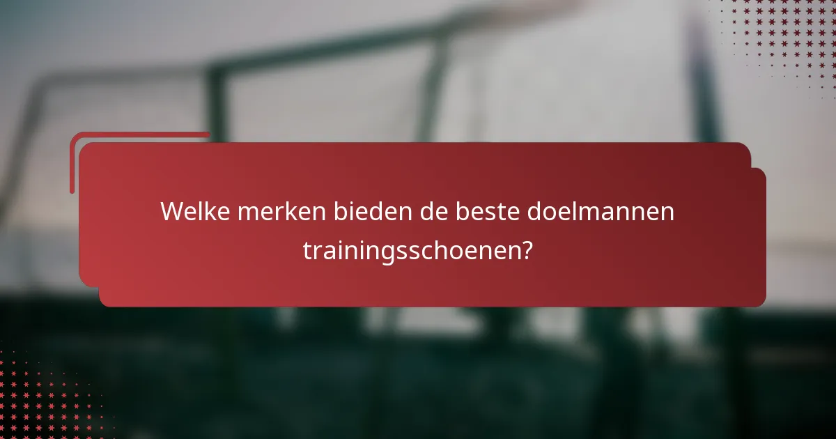 Welke merken bieden de beste doelmannen trainingsschoenen?